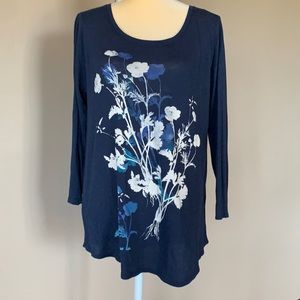 Lucky brand navy blue print T-shirt size large